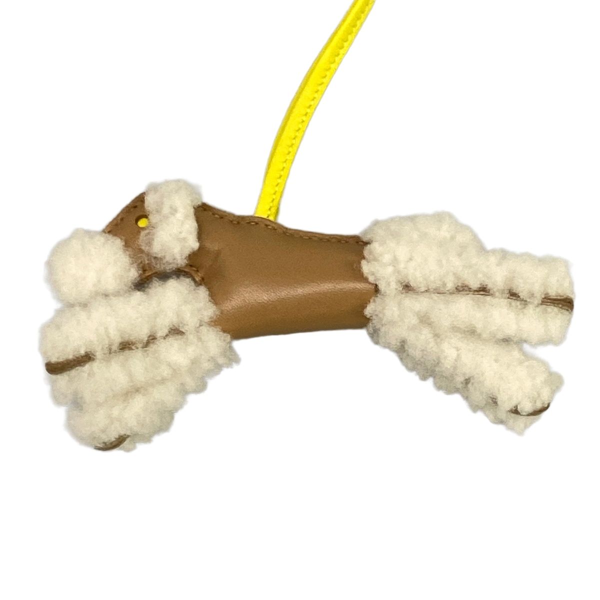 Hermes Key Holder Buddy Bag Charm Chai Ecru Lime Shearling Keychain — view 3