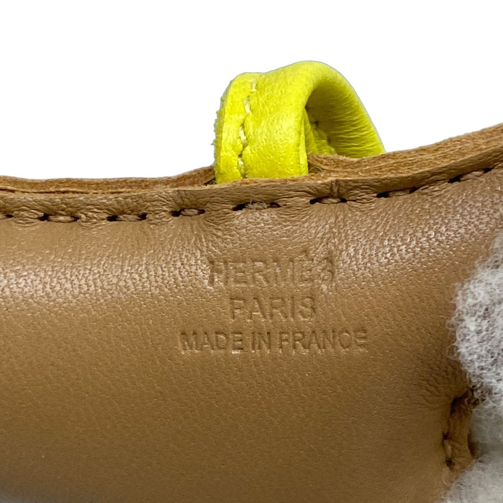 Hermes Key Holder Buddy Bag Charm Chai Ecru Lime Shearling Keychain — view 4