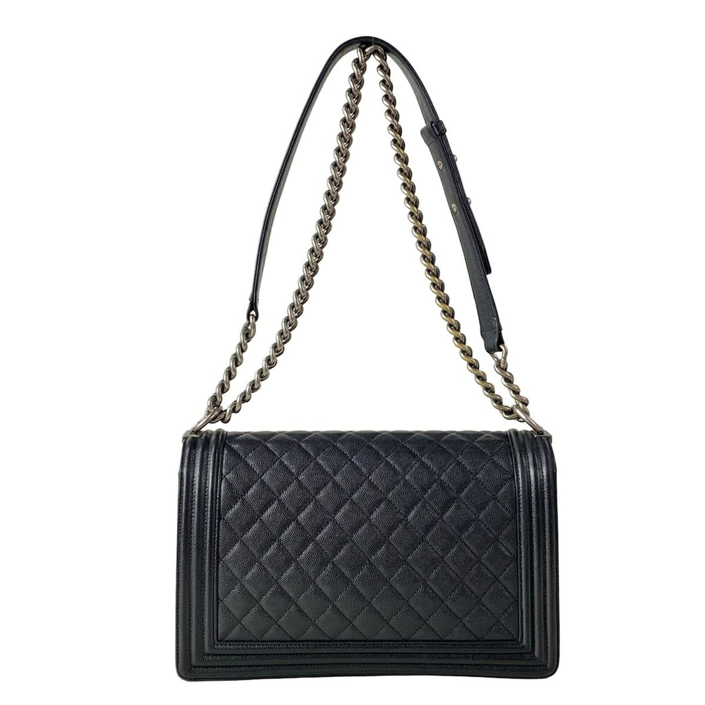 Chanel Shoulder Bag Boy Quilted Black Chain Vintage Silver — view 3