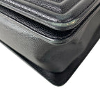 Chanel Shoulder Bag Boy Quilted Black Chain Vintage Silver — view 7