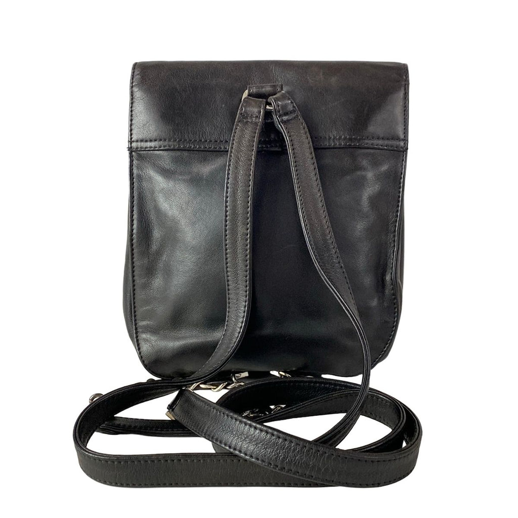 Chanel Backpack Black CC Logo Embroidery Silver Chain Shoulder Lambskin — view 3