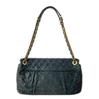 Chanel Shoulder Bag Single Flap Quilted Black Chain Matte Gold Leather — view 3