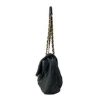 Chanel Shoulder Bag Single Flap Quilted Black Chain Matte Gold Leather — view 4