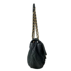 Chanel Shoulder Bag Single Flap Quilted Black Chain Matte Gold Leather — view 2