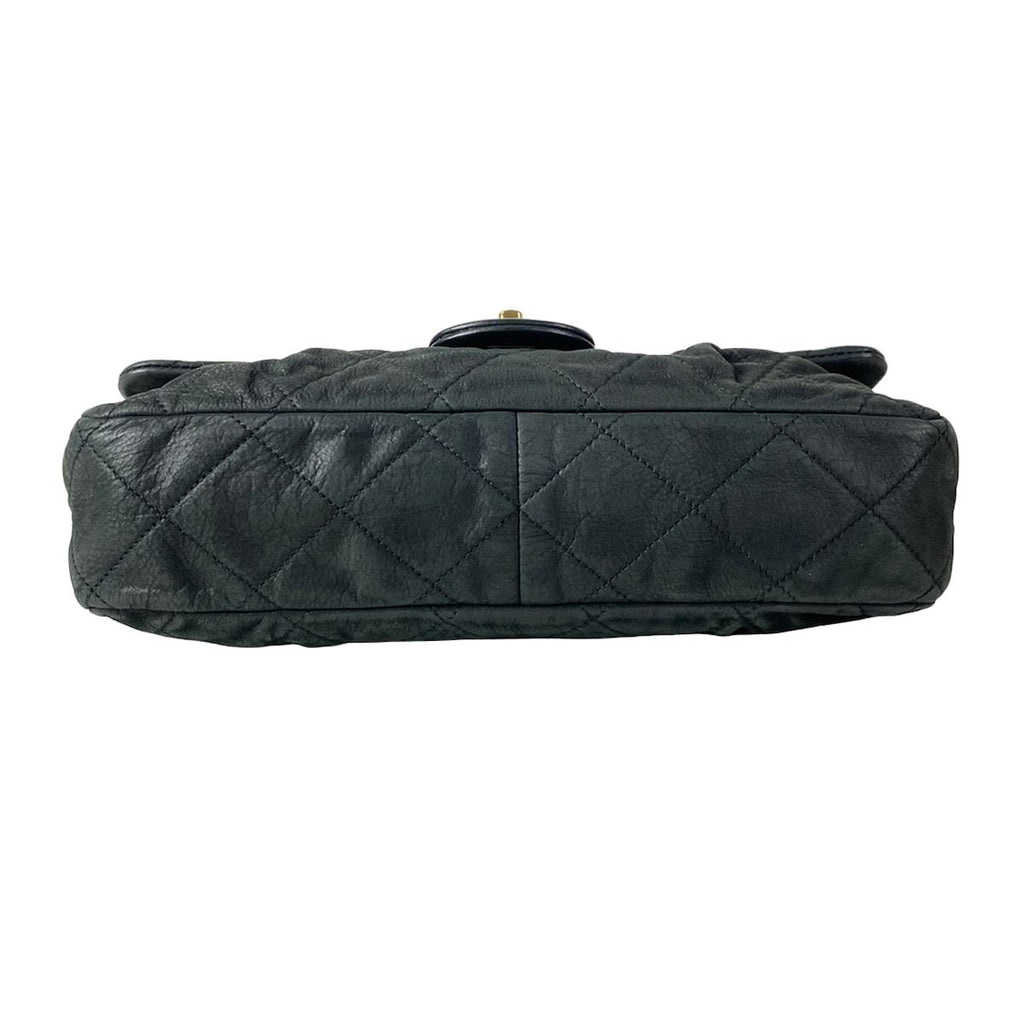 Chanel Shoulder Bag Single Flap Quilted Black Chain Matte Gold Leather — view 5