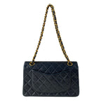 Chanel Shoulder Bag Double Flap Quilted Black Chain Gold Lambskin — view 3
