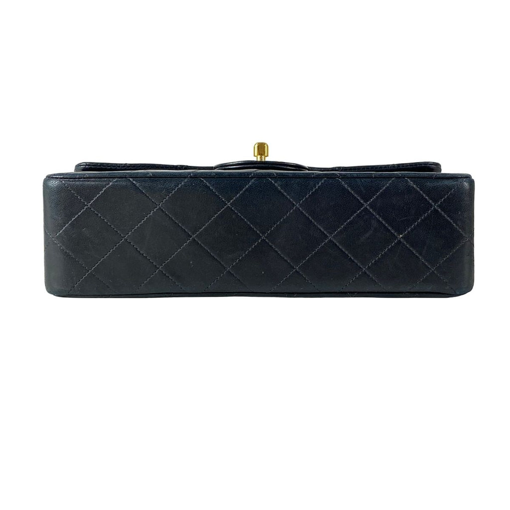 Chanel Shoulder Bag Double Flap Quilted Black Chain Gold Lambskin — view 5