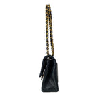 Chanel Shoulder Bag Double Flap Quilted Black Chain Gold Lambskin — view 4