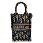 Dior Tote Book Mini Phone Dark Navy Ivory