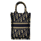 Dior Tote Book Mini Phone Dark Navy Ivory — view 3