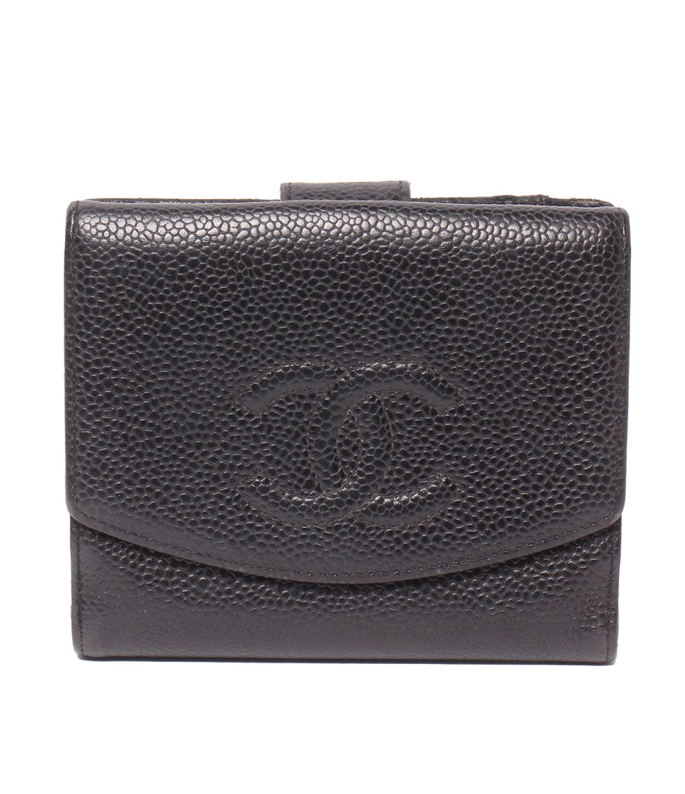 Chanel Snap Bifold Wallet Caviar Leather Gold