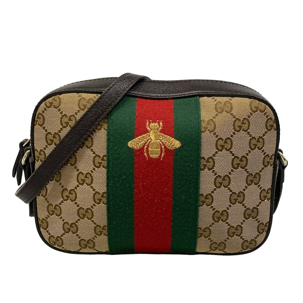 Gucci Shoulder Bag GG Pattern Sherry Beige Dark Brown Multi Embroidery