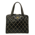Chanel Handbag Wild Stitch Black Matte Gold Leather