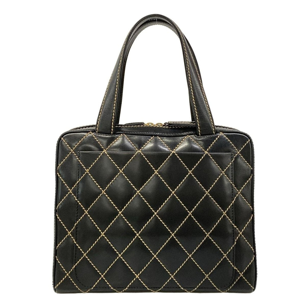 Chanel Handbag Wild Stitch Black Matte Gold Leather — view 3