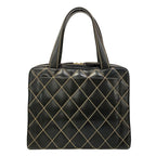 Chanel Handbag Wild Stitch Black Matte Gold Leather — view 3