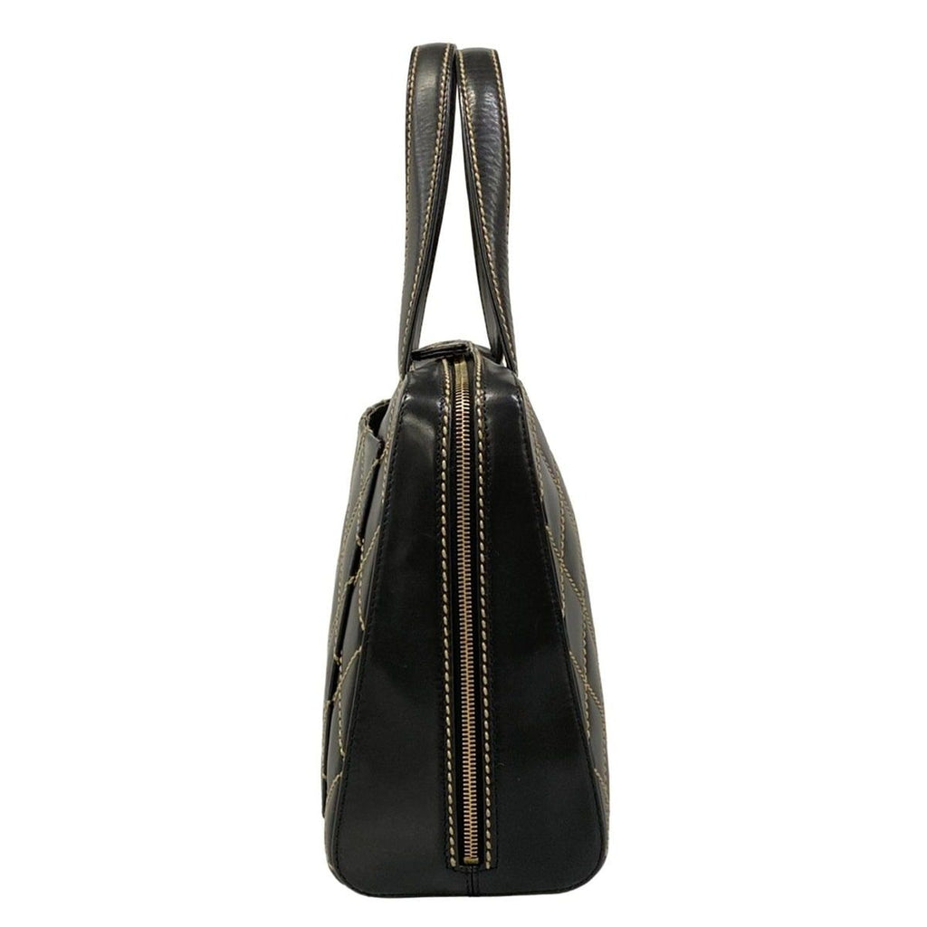 Chanel Handbag Wild Stitch Black Matte Gold Leather — view 2
