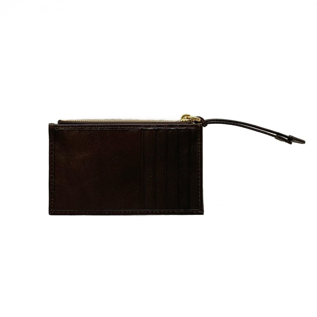 Prada Card Case Gold Dark Brown Leather — view 2