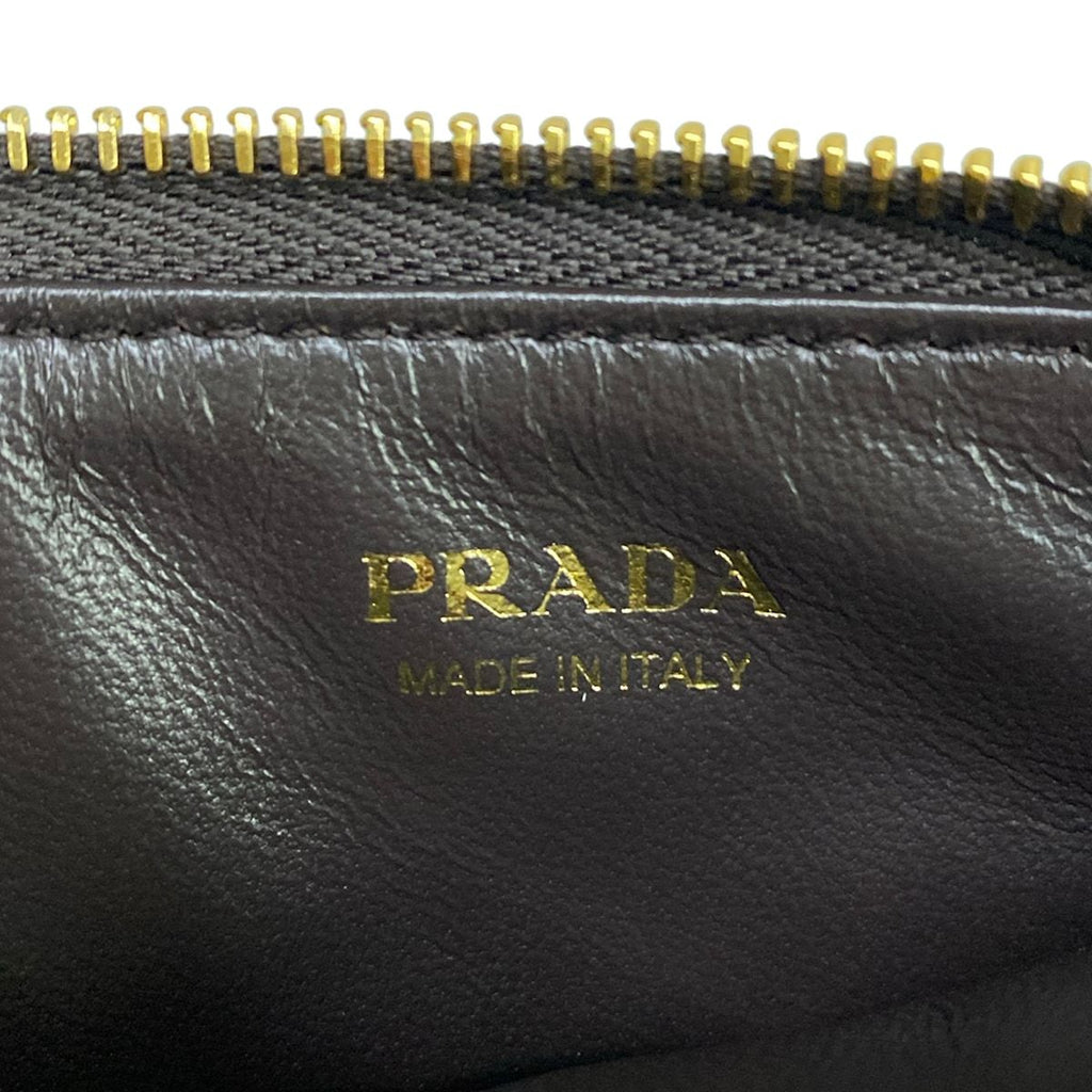 Prada Card Case Gold Dark Brown Leather — view 4