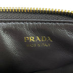 Prada Card Case Gold Dark Brown Leather — view 4