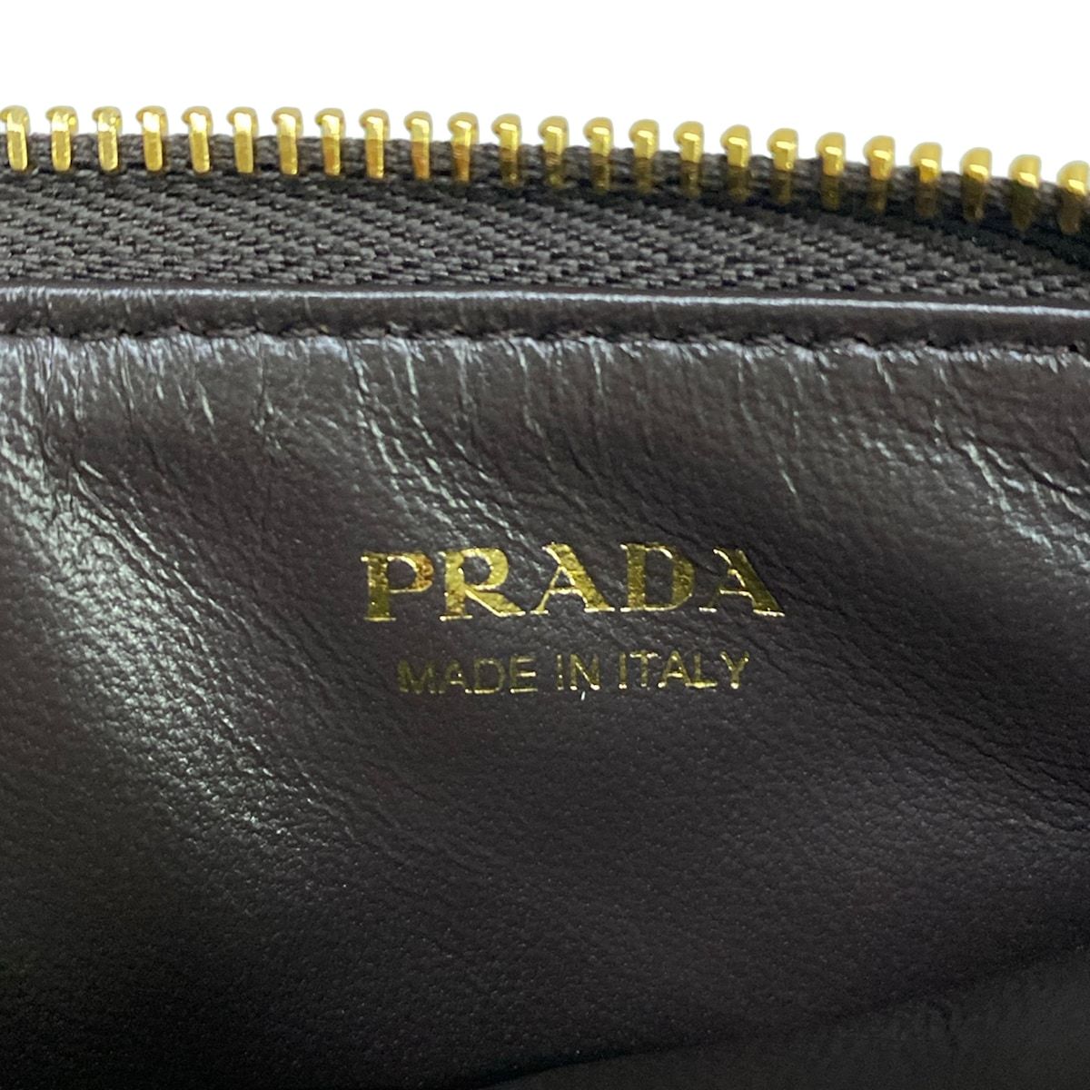 Prada Card Case Gold Dark Brown Leather — view 4