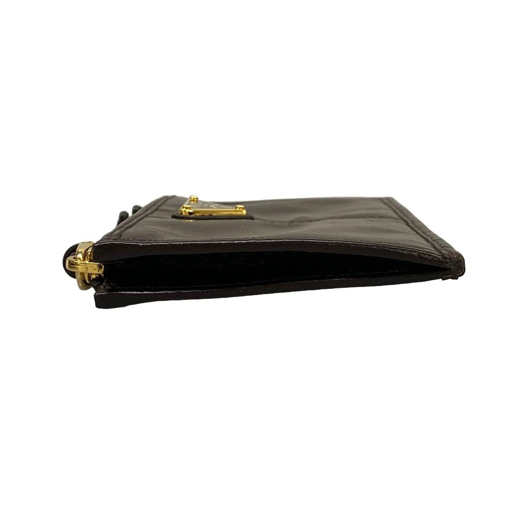Prada Card Case Gold Dark Brown Leather — view 8