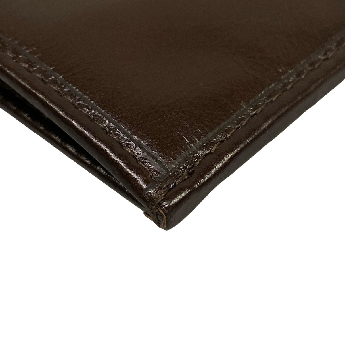 Prada Card Case Gold Dark Brown Leather — view 5