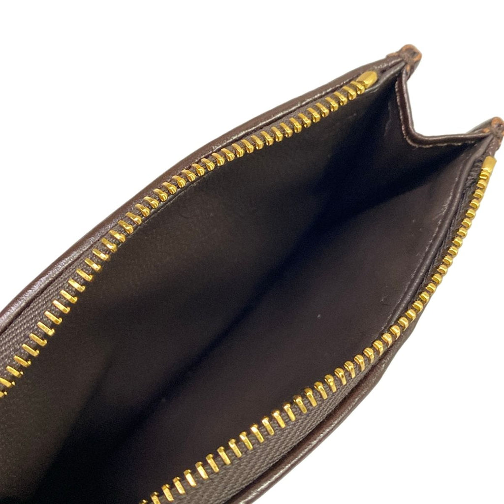 Prada Card Case Gold Dark Brown Leather — view 3