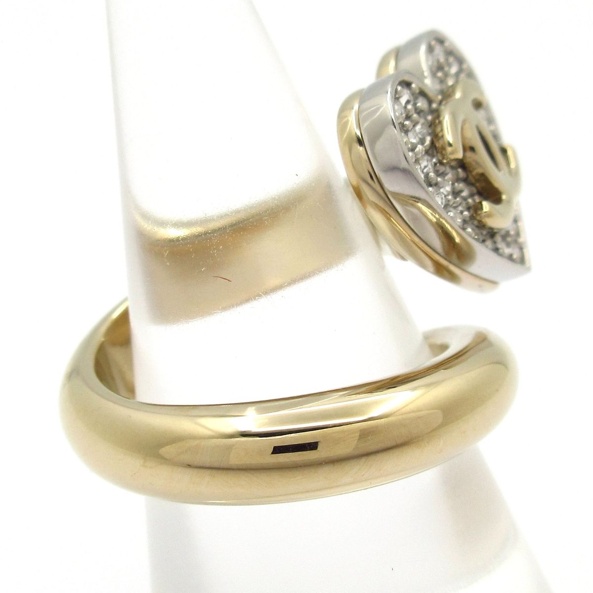 Chanel Ring CC Logo Gold Silver Clear Heart — view 2