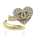 Chanel Ring CC Logo Gold Silver Clear Heart
