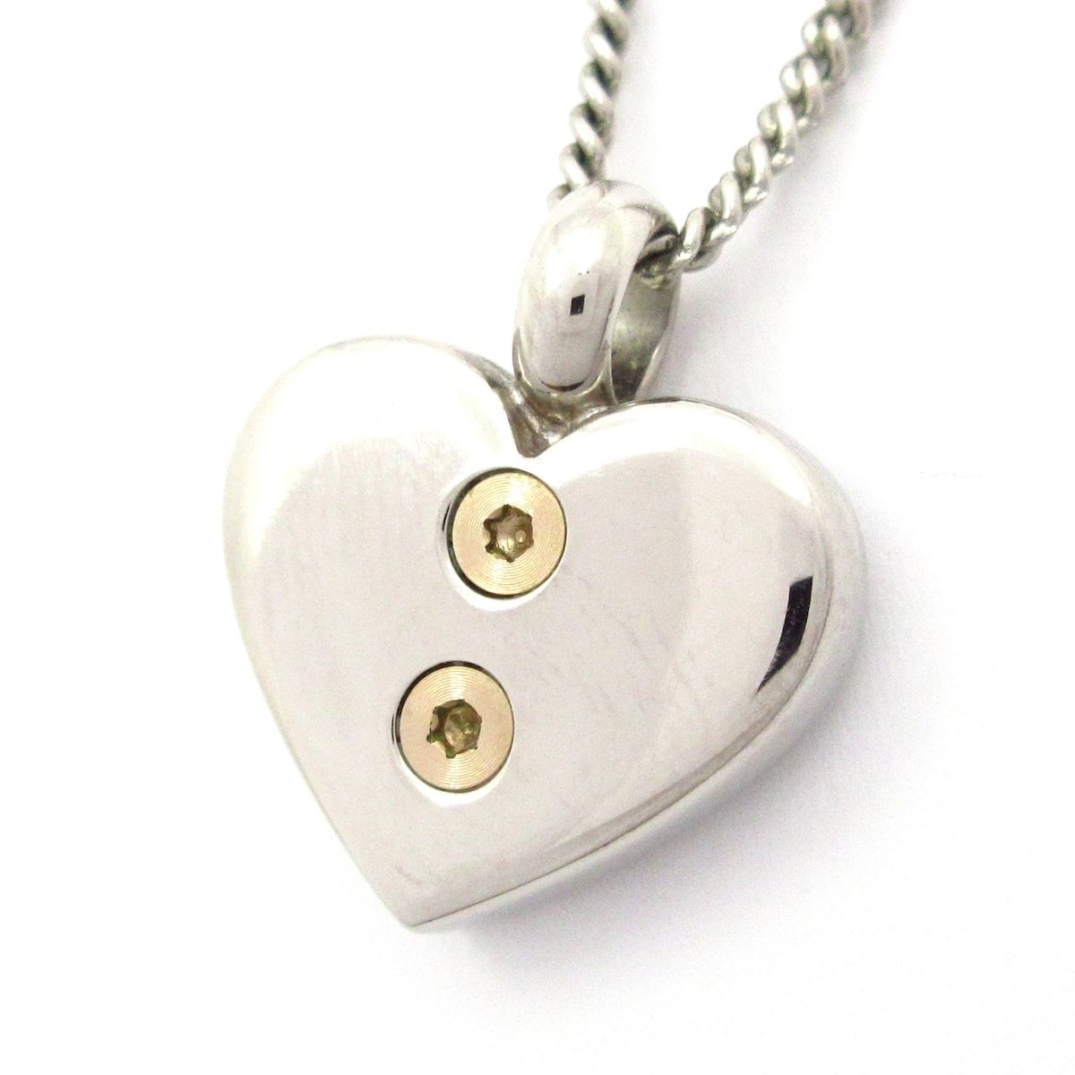 Chanel Necklace CC Logo Silver Gold Clear Heart — view 3