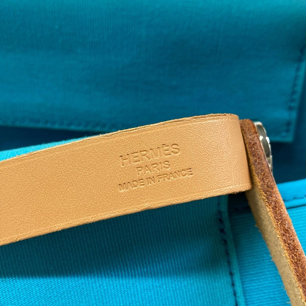Hermes Tote Kabak PM Blue Light Brown Leather — view 8