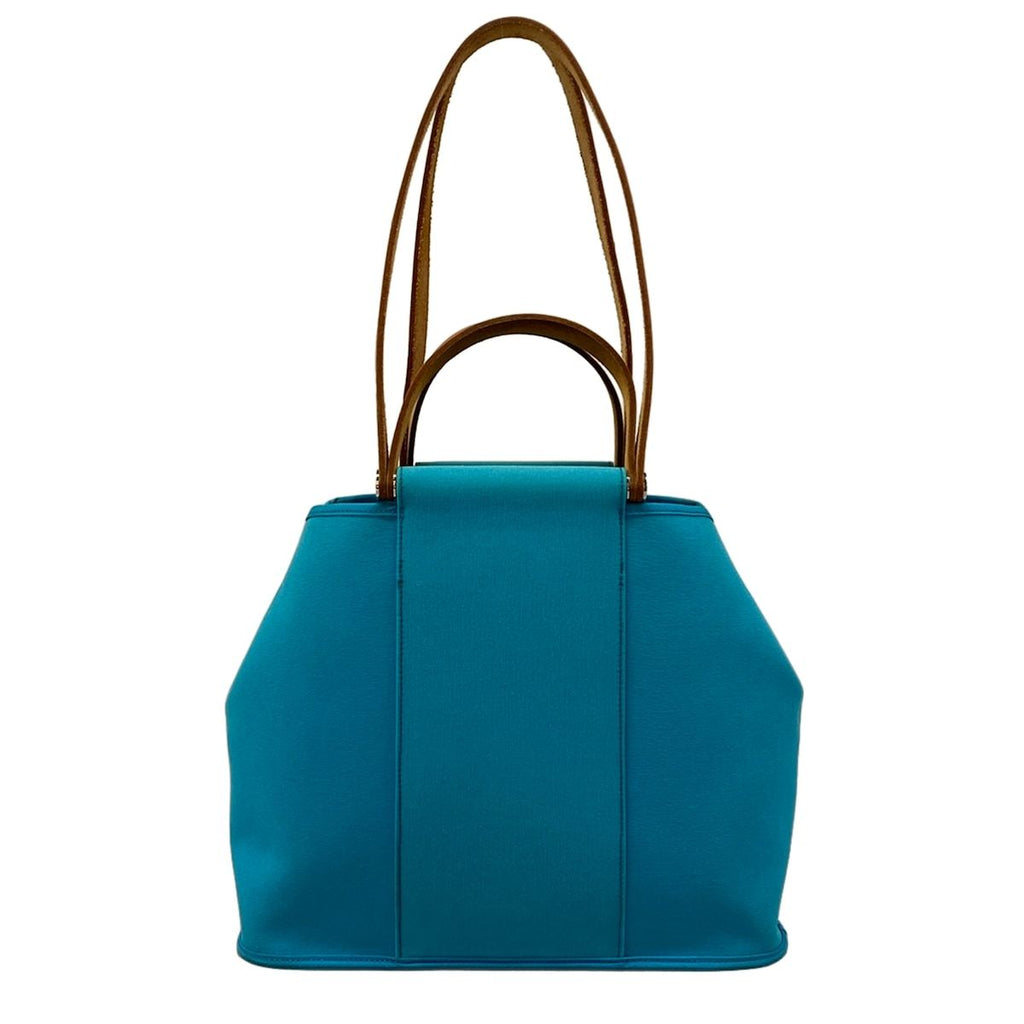 Hermes Tote Kabak PM Blue Light Brown Leather