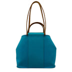 Hermes Tote Kabak PM Blue Light Brown Leather