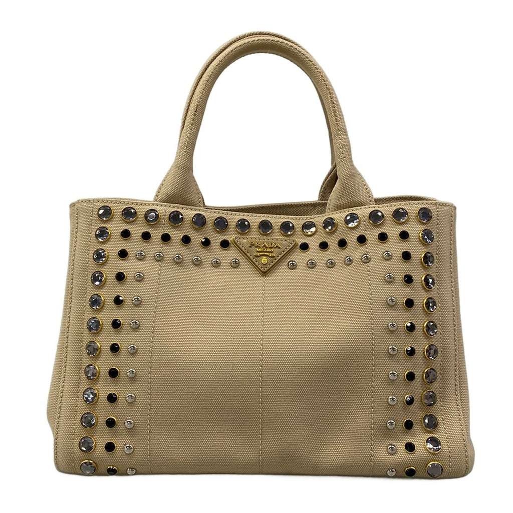 Prada Tote Canapa Beige Bijou Studs