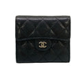 Chanel Trifold Wallet Black Silver