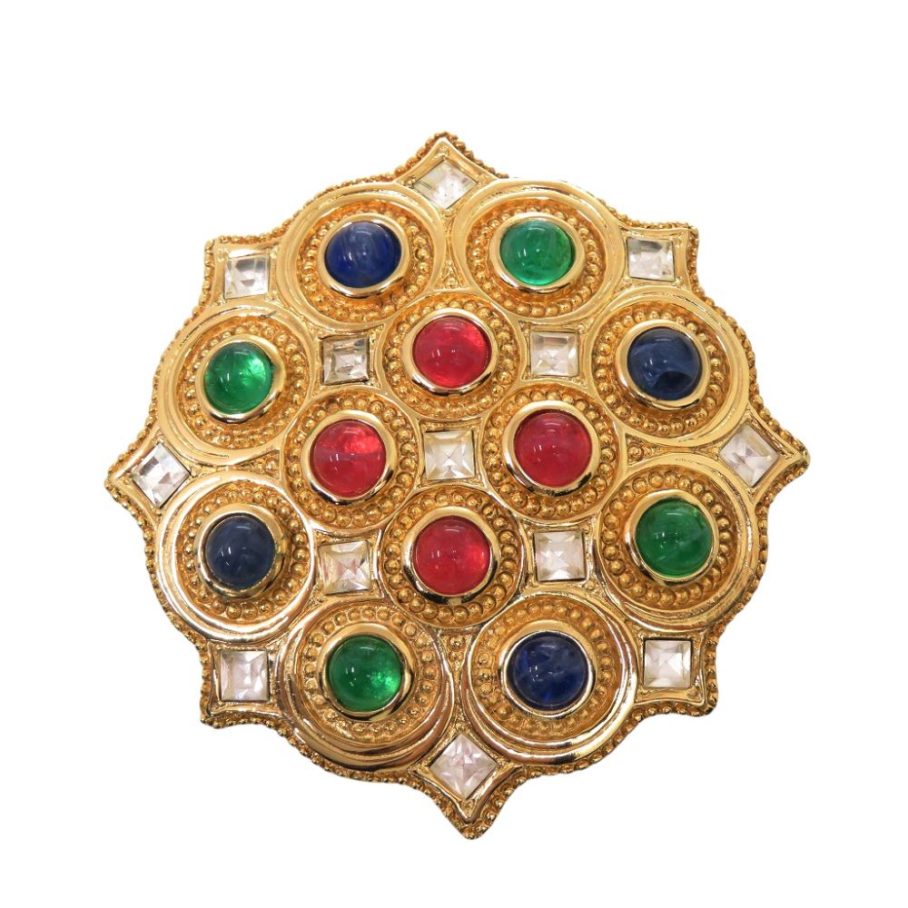 Dior Marble Stone Brooch Metal Multicolor