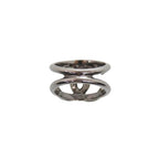 Chanel CC Logo Rhinestone Stamp Ring Gunmetal — view 2