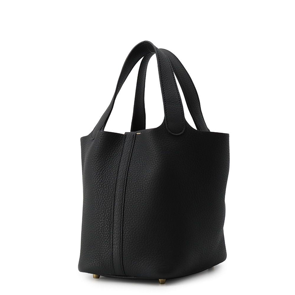 Hermes Handbag Picotin Lock PM Black Gold Taurillon Clemence — view 2