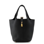 Hermes Handbag Picotin Lock PM Black Gold Taurillon Clemence