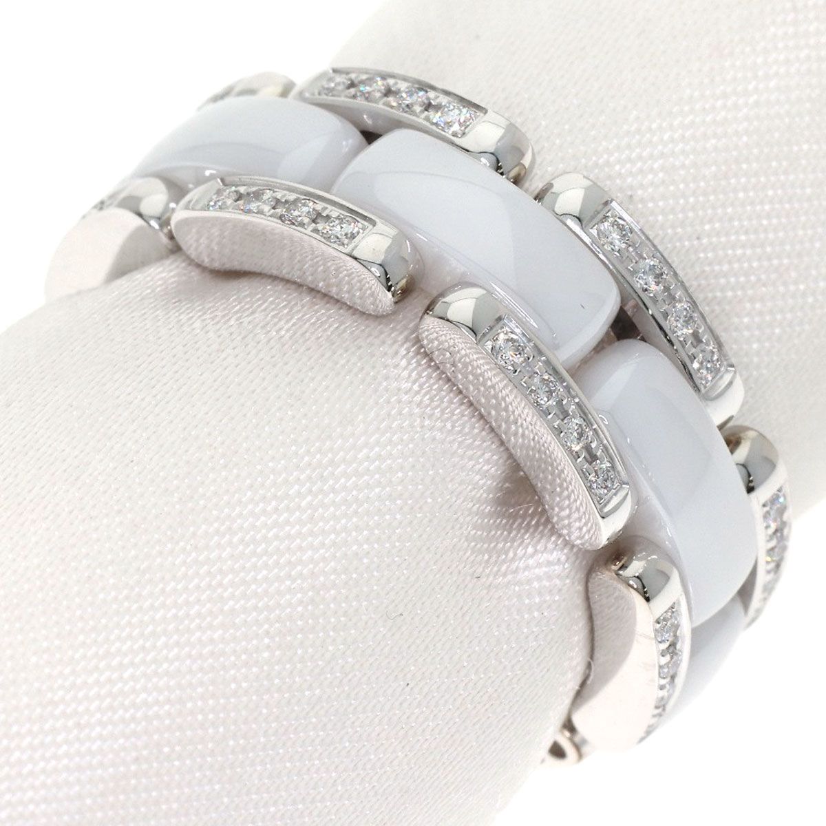 Chanel Ultra Diamond White Ceramic 53 Ring 18K Gold