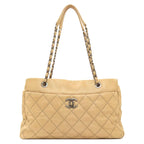 Chanel CC Logo Wild Stitch Silver Shoulder Bag Calfskin