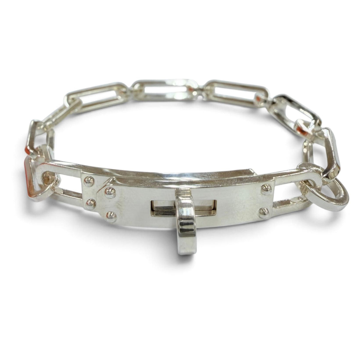 Hermes Kelly Chaine Simple Tour Bracelet Silver 19