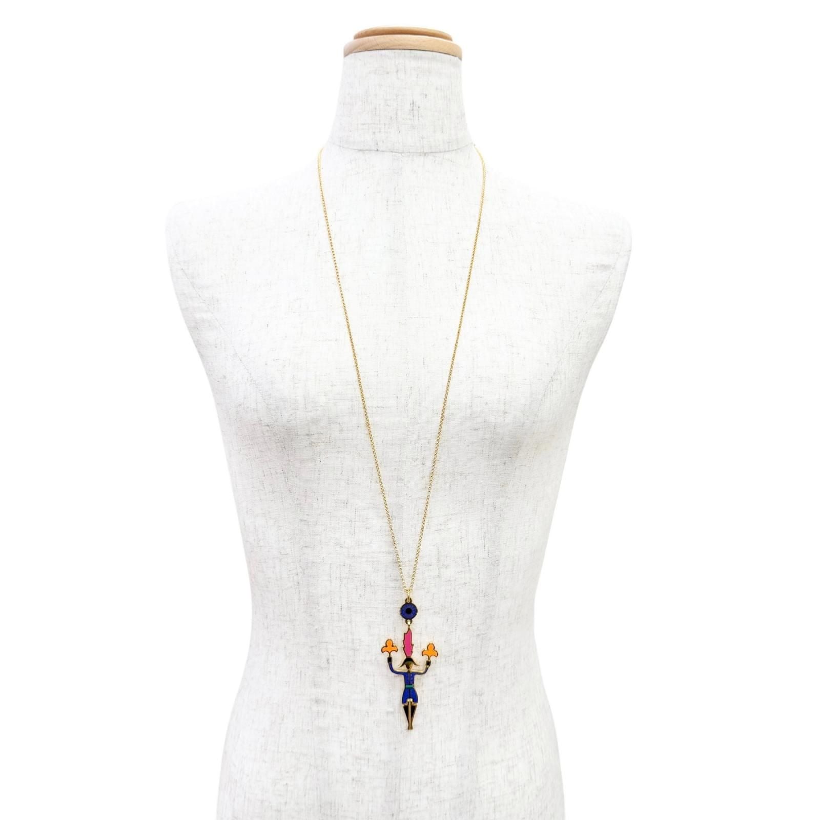 Hermes Boucles D'oreilles Artificier Fireworks Pendant Gold Multicolor Necklace — view 3