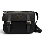 Prada Nylon Leather Re-Nylon Shoulder Bag Black