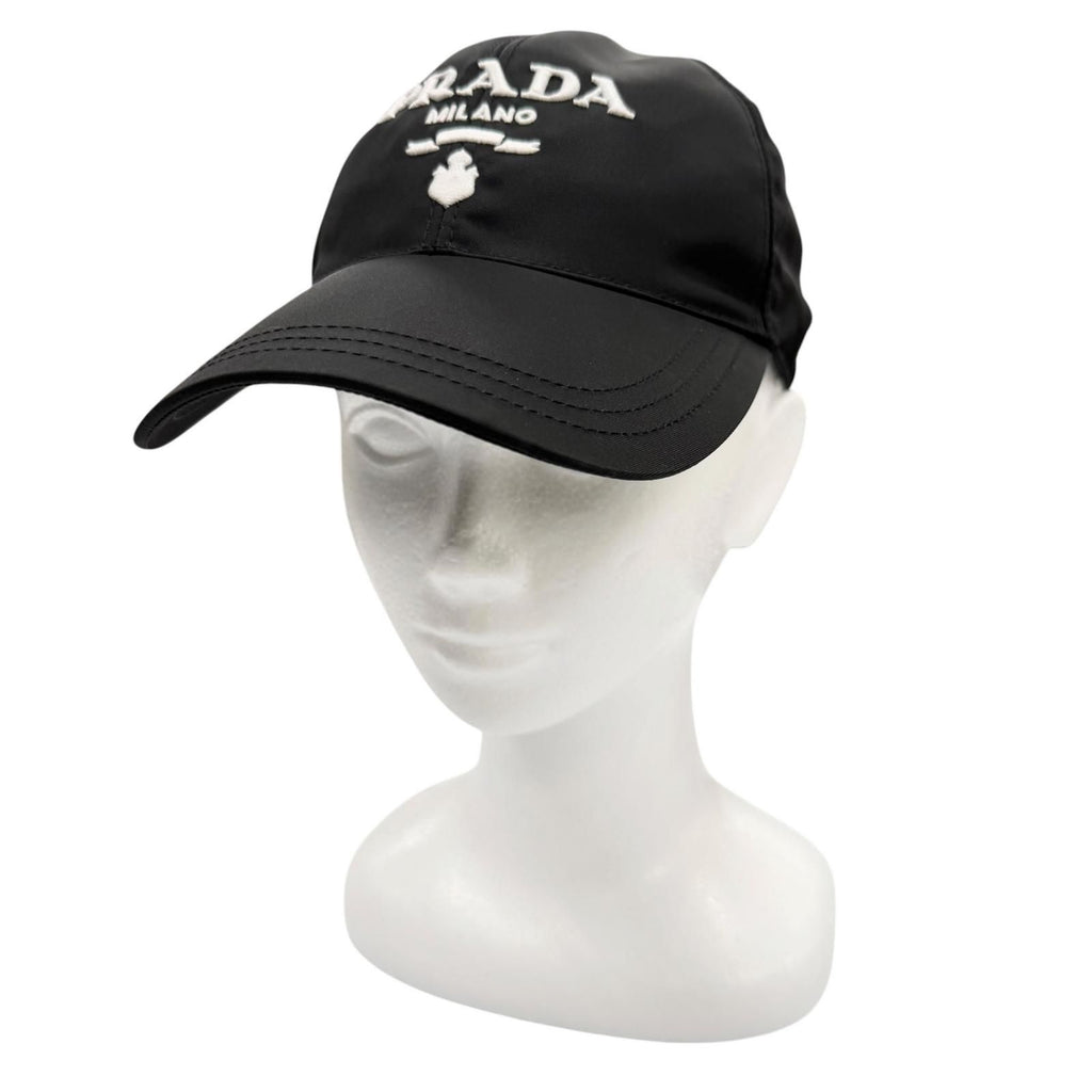 Prada Nylon Re-Nylon Logo Embroidery Hat Baseball Cap Black