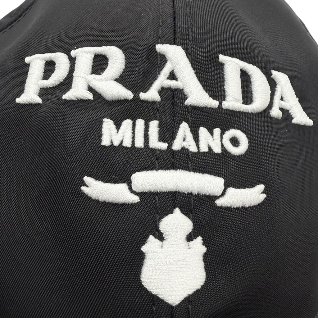 Prada Nylon Re-Nylon Logo Embroidery Hat Baseball Cap Black — view 6