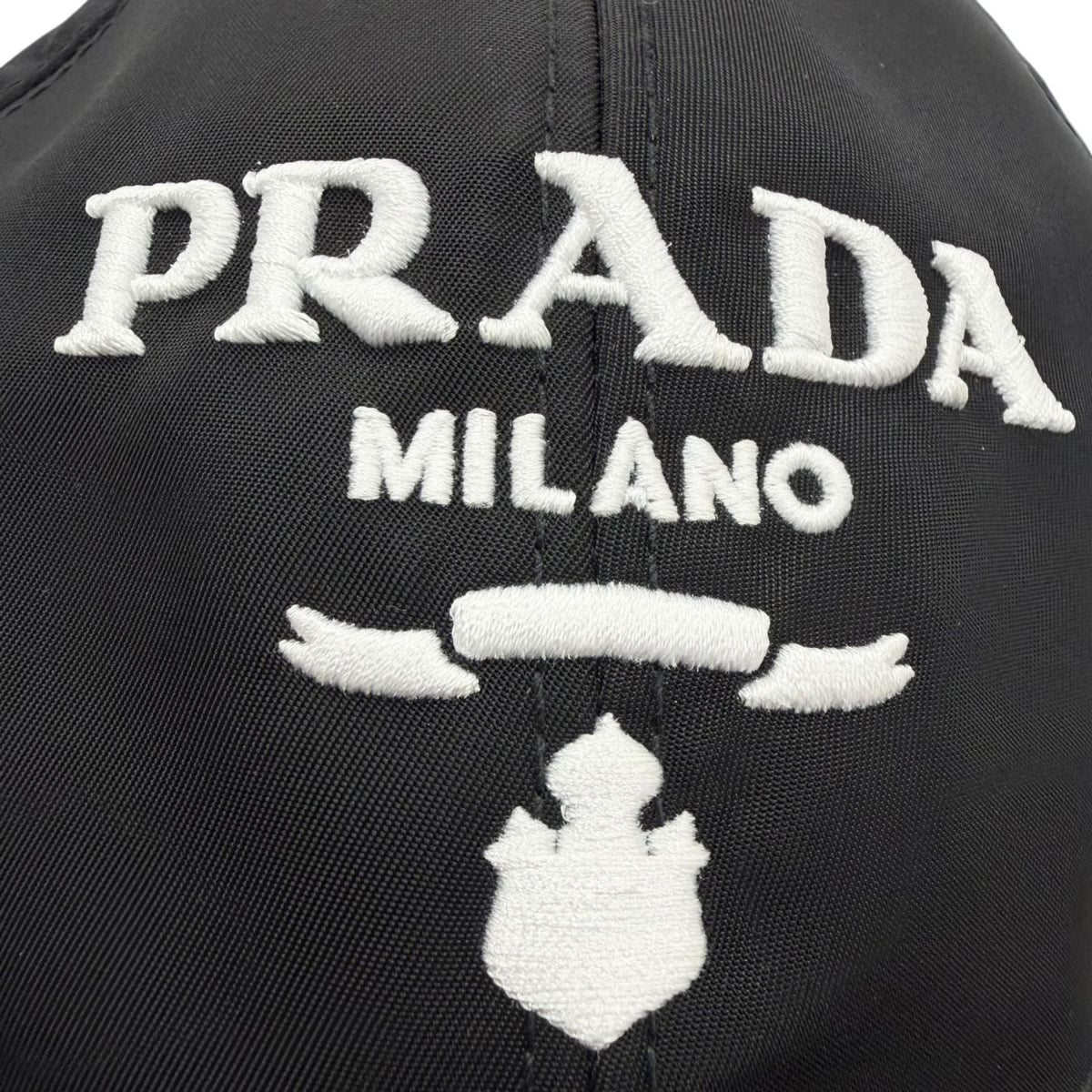 Prada Nylon Re-Nylon Logo Embroidery Hat Baseball Cap Black — view 6