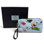 Prada Triangle Logo Re-Nylon Surf Print Makeup Pouch Blue with Wristlet — view 2