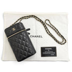 Chanel Caviar Leather Quilted Vanity Phone Chain Shoulder Bag Black Gold — view 2