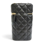 Chanel Caviar Leather Quilted Vanity Phone Chain Shoulder Bag Black Gold — view 4